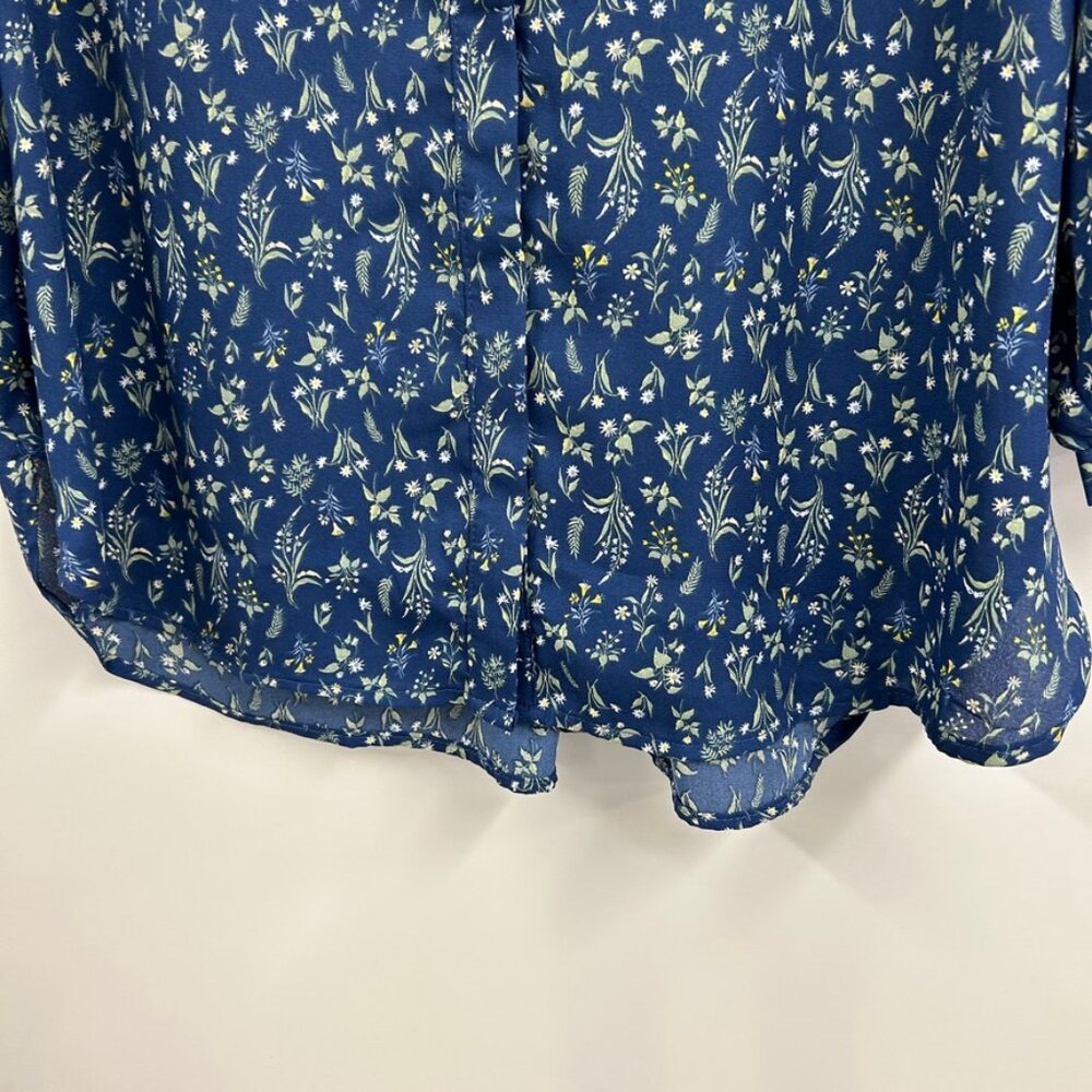 Jachs Girlfriend Blue Floral Boho‎ Peasant Top Medium - Picture 4 of 14